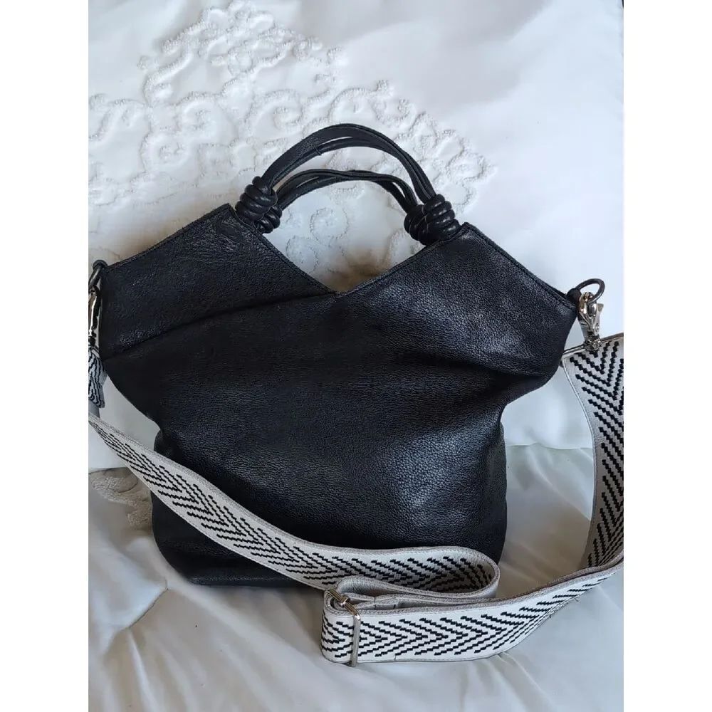 LATICO 🖤 Black Butter Soft Leather -Nash Bag With Bowie Crossbody Guitar Strap